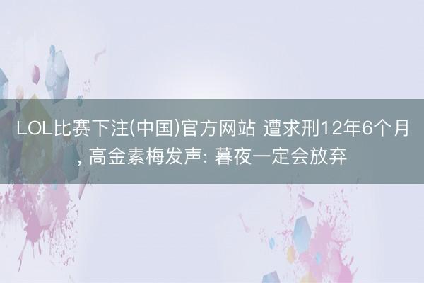 LOL比赛下注(中国)官方网站 遭求刑12年6个月， 高金素梅发声: 暮夜一定会放弃