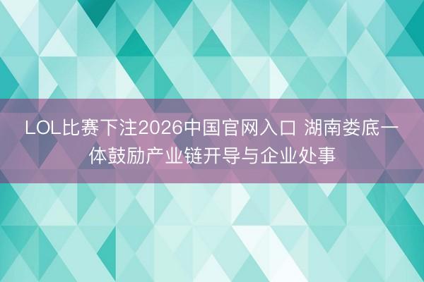 LOL比赛下注2026中国官网入口 湖南娄底一体鼓励产业链开导与企业处事